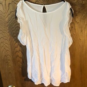 Ruffled sleeve white top